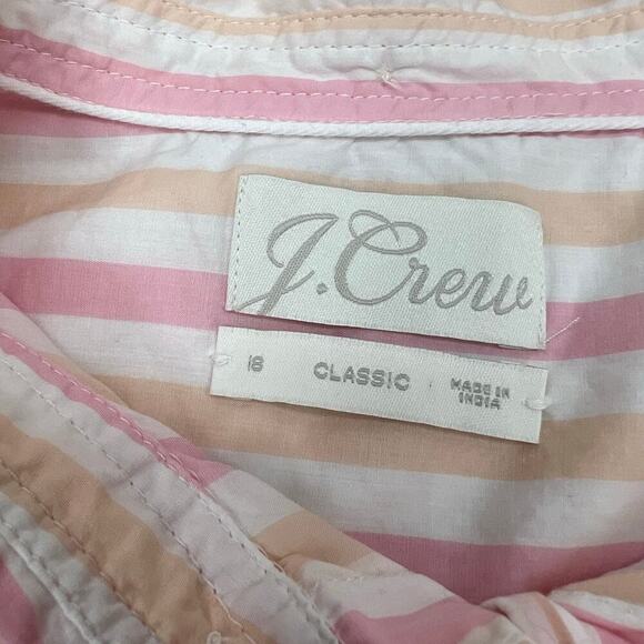 J. Crew women's Soft Pink Striped Camp Shirt Short Sleeve Button Up Plus Size 18 - Picture 4 of 8